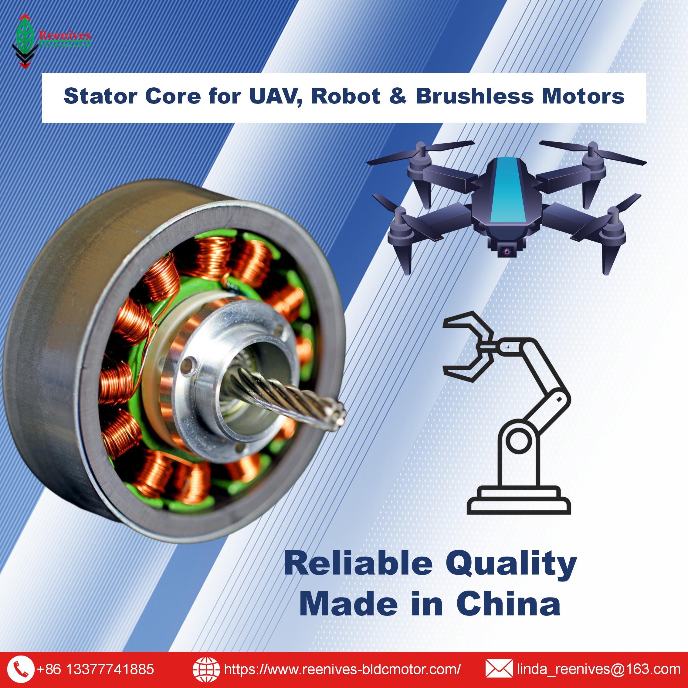 Motor rotor stator lamination sets for UAV propulsion. High torque density. Reenives – trusted China manufacturer.